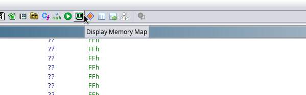 A screenshot of Ghidra showing the 'Display Memory Map' button