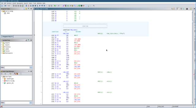 A screenshot from Ghidra showing the disassembled reset handler